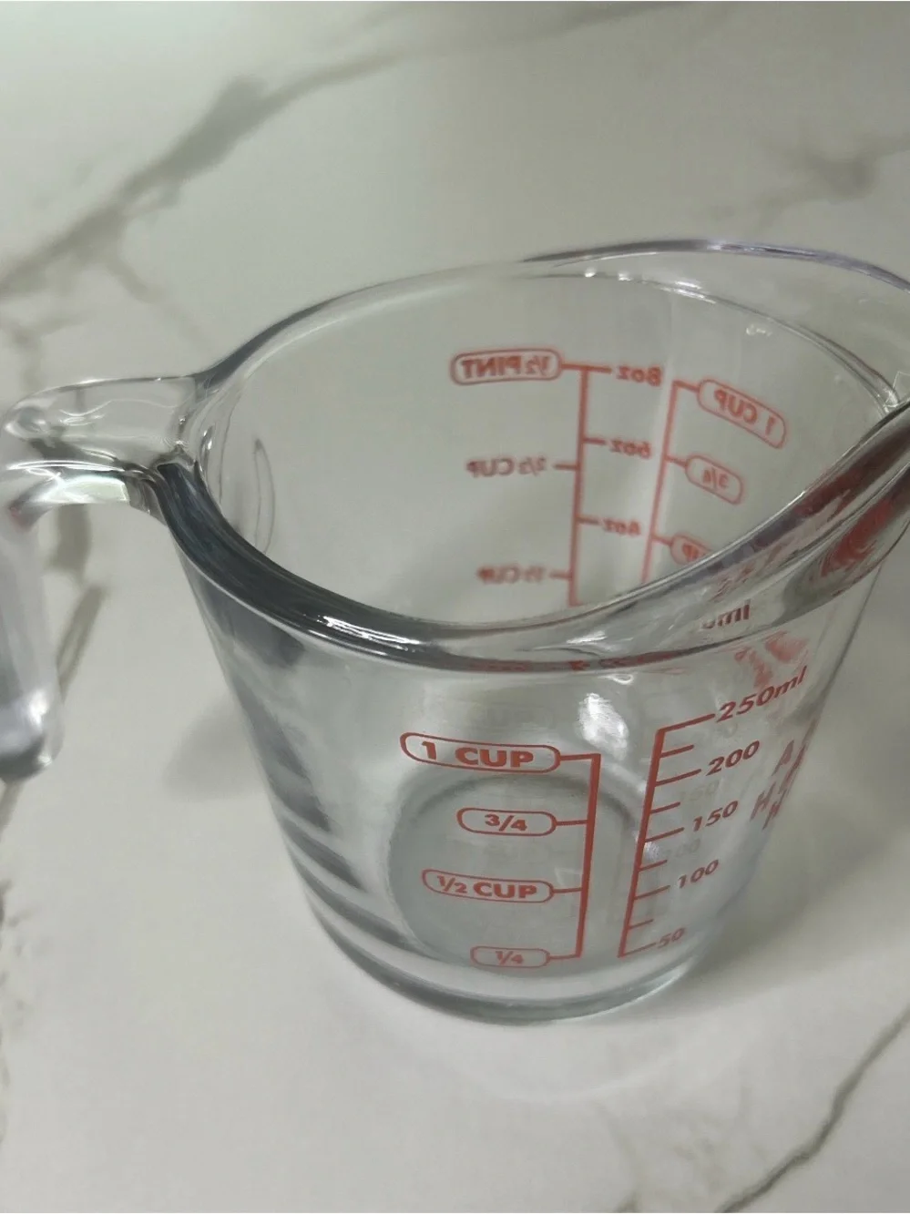 Anchor Hocking Clear Glass Measuring Cup with Red Markings